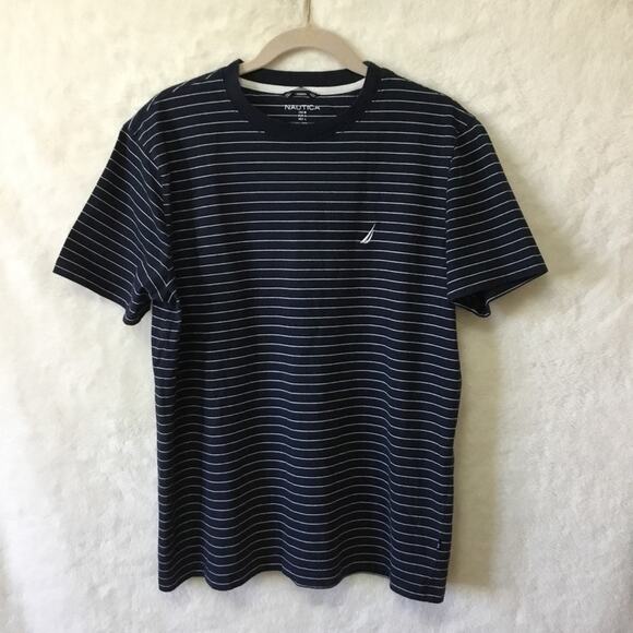 Nautica Navy Striped Short Sleeve Shirt - Picture 1 of 4